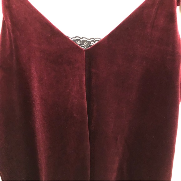 Zara Basic Collection, wine red velour like top with braided straps. XS. - Picture 8 of 9